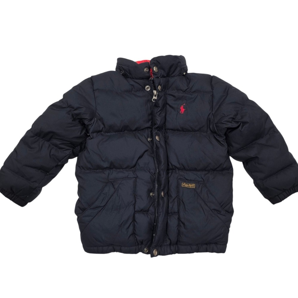 Polo Ralph Lauren Kids Puffer Jacket Navy Blue Red Down Fill Quilted 4/4T